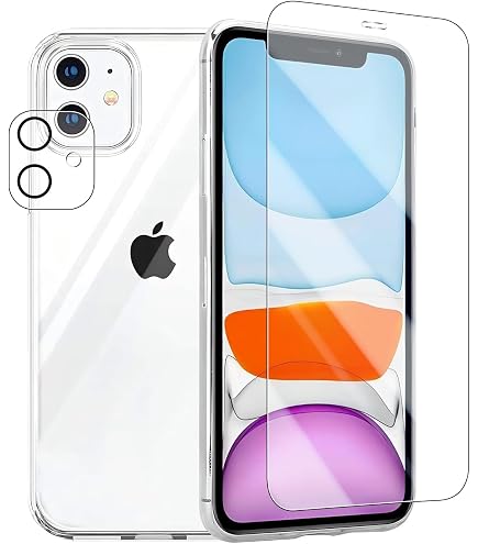 Amazon.co.jp: iPhone 11 ケース クリア ガラスフィルム付き 黄変防止